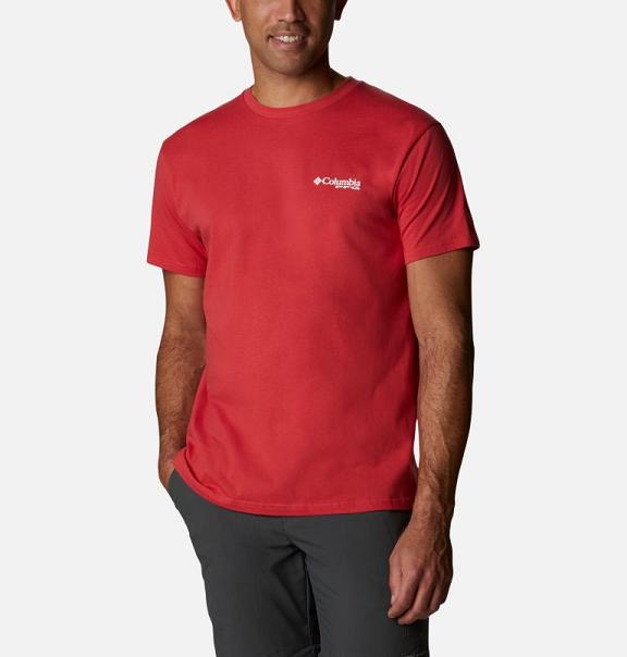 Columbia PFG T-Shirt Red For Men's NZ52704 New Zealand